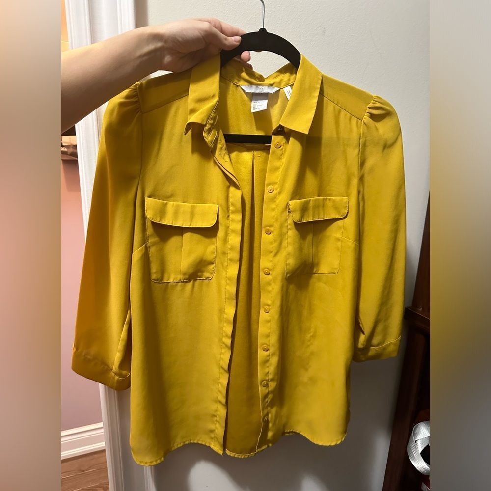 H&M Mustard Yellow Button Up Blouse